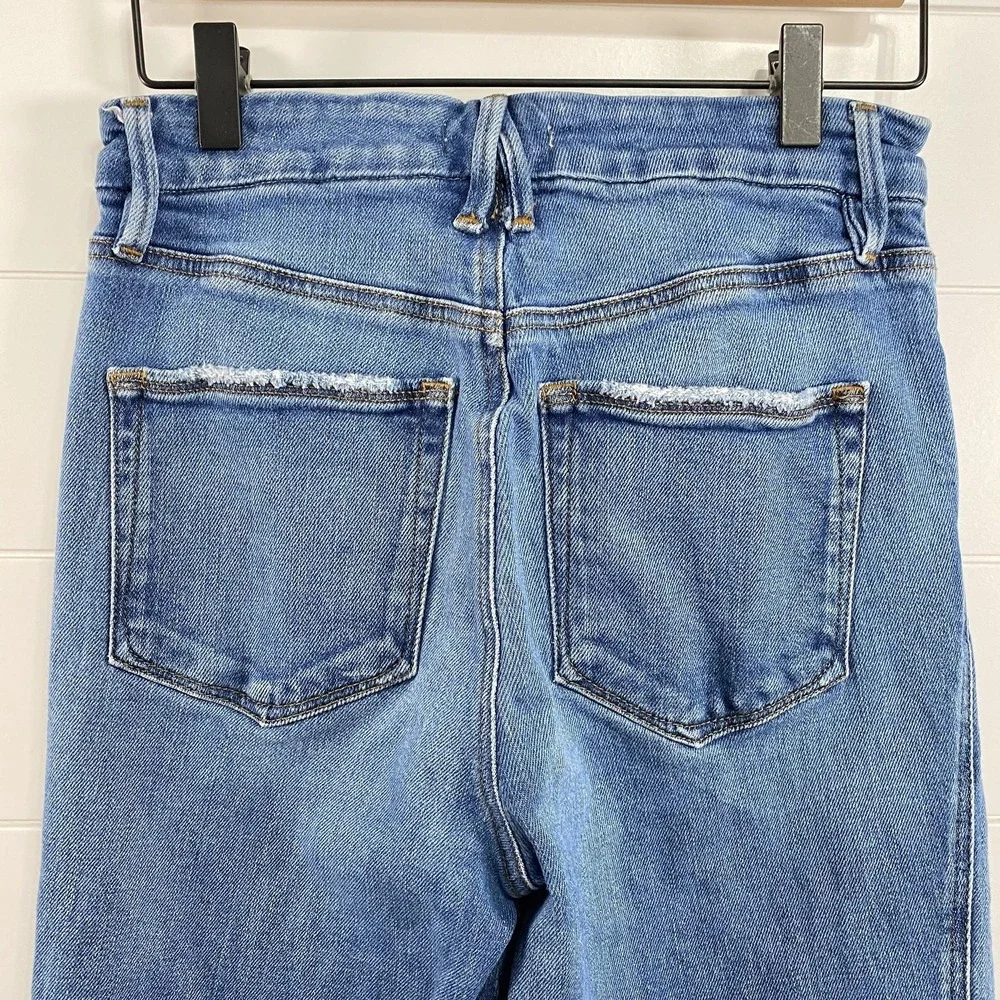 Good American Jeans Womens 4 27 Good Curve Straight Distressed Raw Hem Denim - Picture 9 of 16